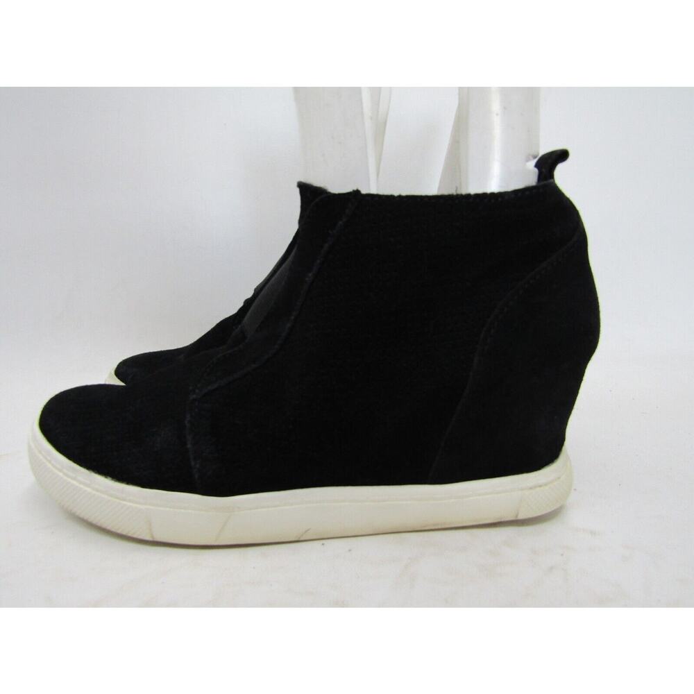 Steve Madden Womens Size 11 M Black Suede Zip Wedge Ankle Fashion Boots Bootie